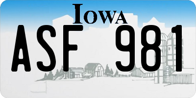 IA license plate ASF981