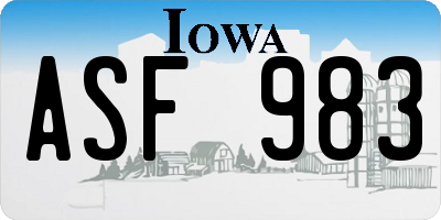 IA license plate ASF983