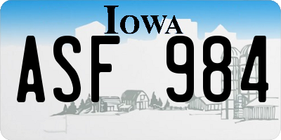 IA license plate ASF984
