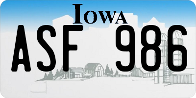 IA license plate ASF986