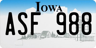 IA license plate ASF988