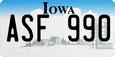 IA license plate ASF990