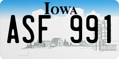 IA license plate ASF991