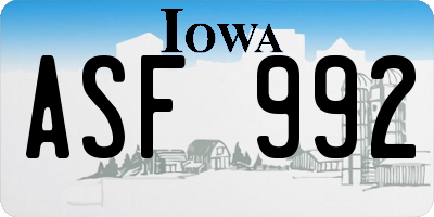 IA license plate ASF992