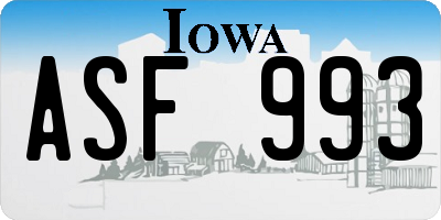 IA license plate ASF993