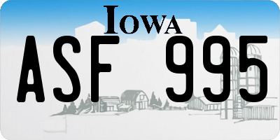 IA license plate ASF995