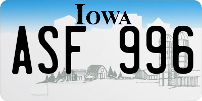 IA license plate ASF996