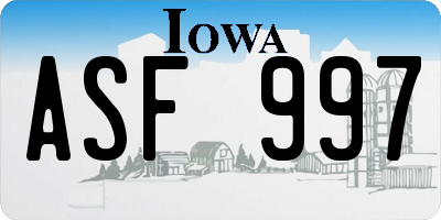 IA license plate ASF997