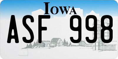 IA license plate ASF998