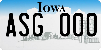 IA license plate ASG000