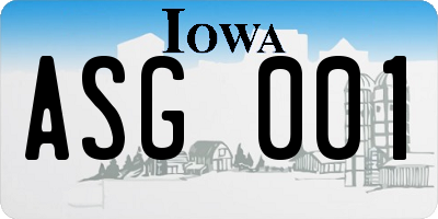 IA license plate ASG001