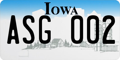 IA license plate ASG002