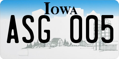 IA license plate ASG005