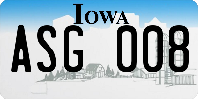 IA license plate ASG008