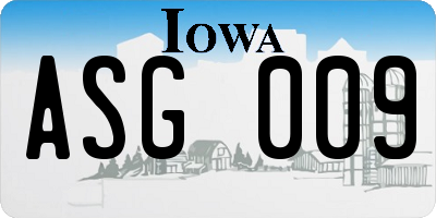 IA license plate ASG009