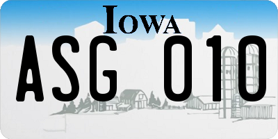 IA license plate ASG010
