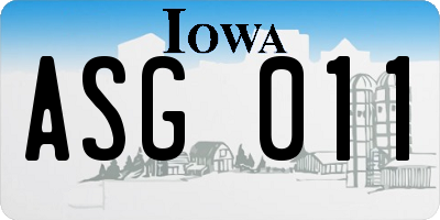 IA license plate ASG011