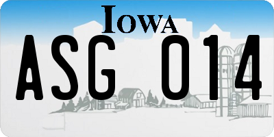 IA license plate ASG014