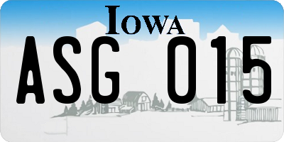IA license plate ASG015