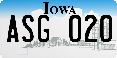 IA license plate ASG020