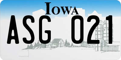 IA license plate ASG021