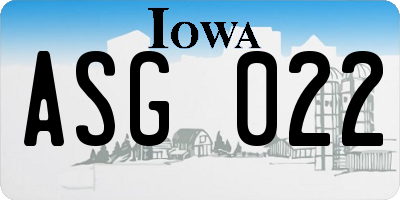 IA license plate ASG022