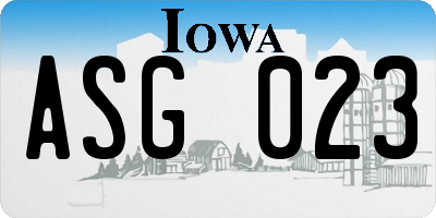 IA license plate ASG023