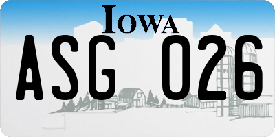 IA license plate ASG026