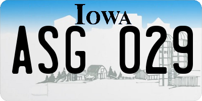 IA license plate ASG029