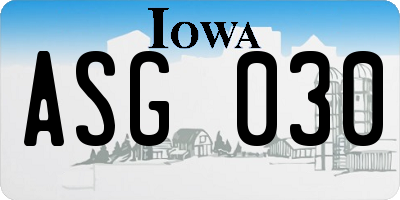 IA license plate ASG030