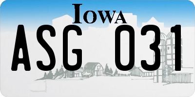 IA license plate ASG031