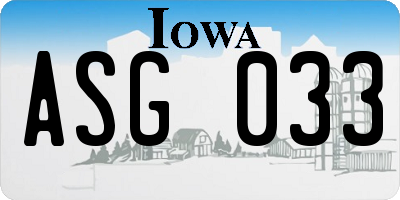 IA license plate ASG033