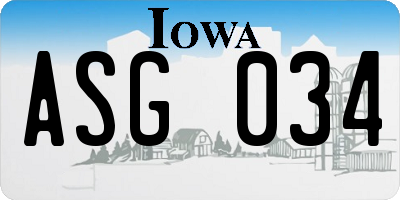 IA license plate ASG034