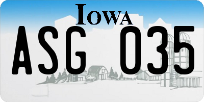 IA license plate ASG035