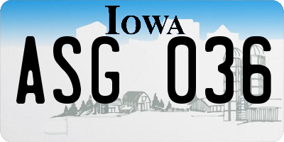 IA license plate ASG036