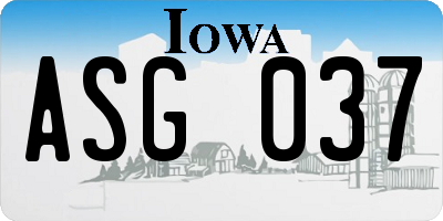 IA license plate ASG037