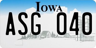 IA license plate ASG040