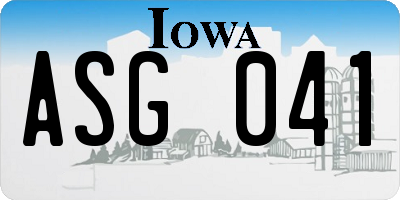 IA license plate ASG041