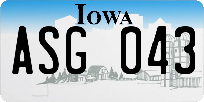 IA license plate ASG043
