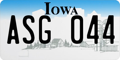 IA license plate ASG044