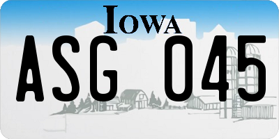 IA license plate ASG045