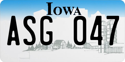IA license plate ASG047