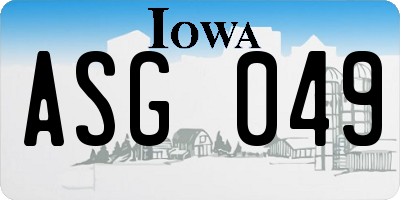 IA license plate ASG049