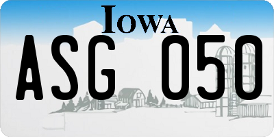IA license plate ASG050