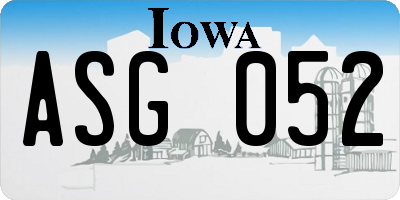 IA license plate ASG052