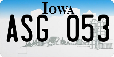IA license plate ASG053