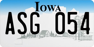 IA license plate ASG054