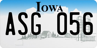 IA license plate ASG056