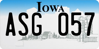 IA license plate ASG057
