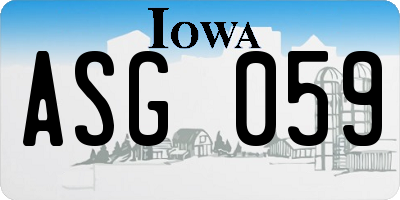 IA license plate ASG059